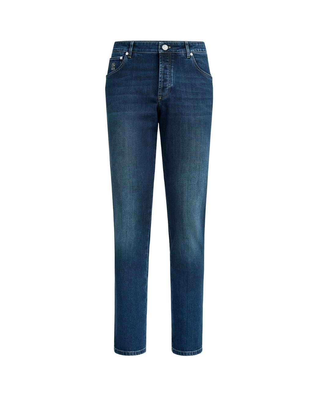 Brunello Cucinelli Blue Stretch-Cotton Slim Jeans for men