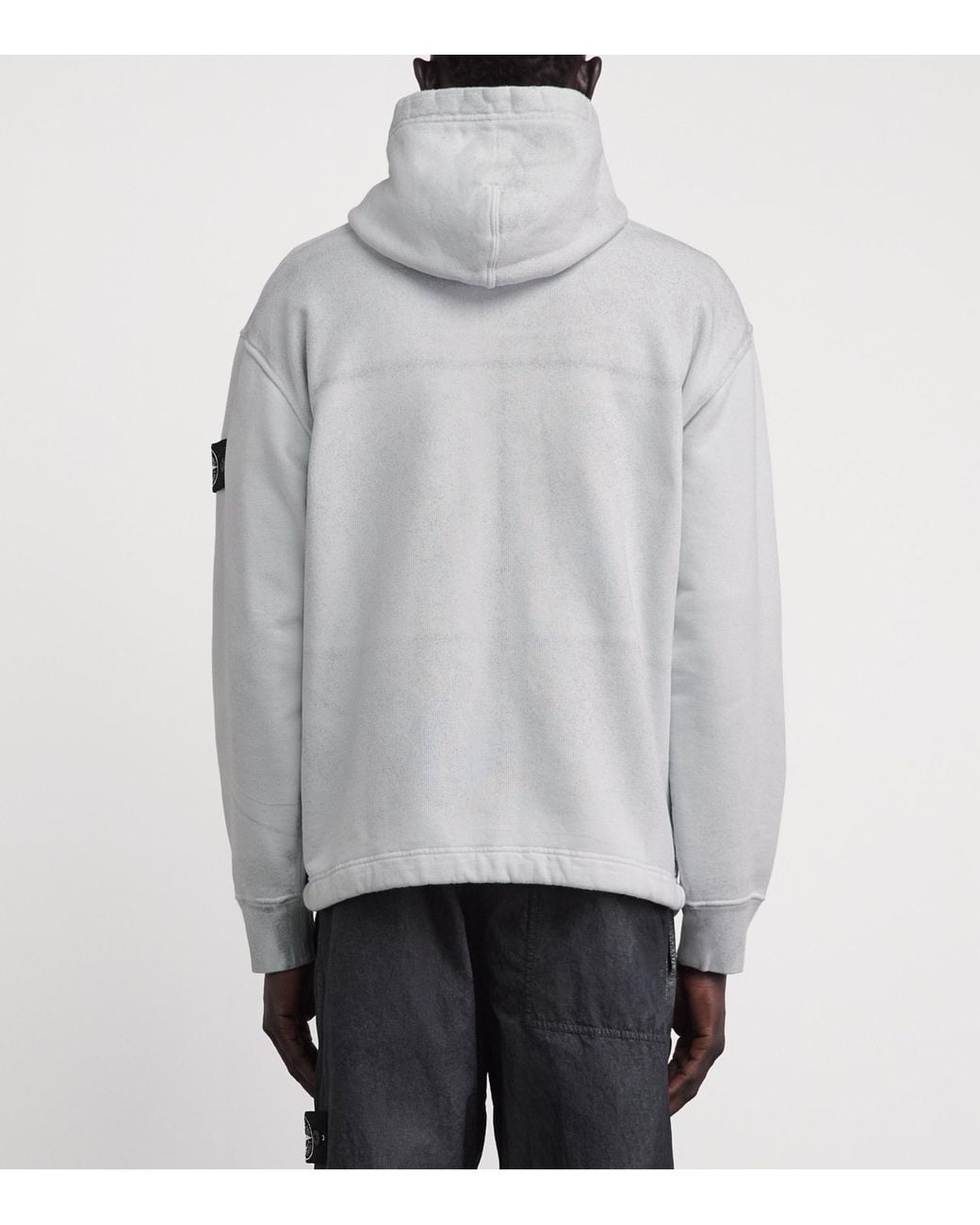 Stone Island Gray Cotton Fleece Laminated Hoodie for men