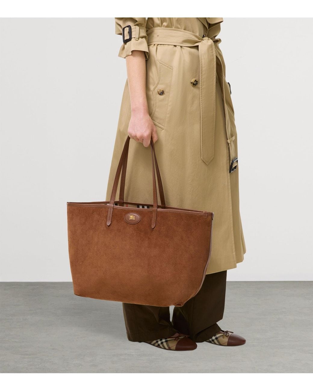 Burberry Brown Medium Suede-Check Reversible Bloomsbury Tote Bag