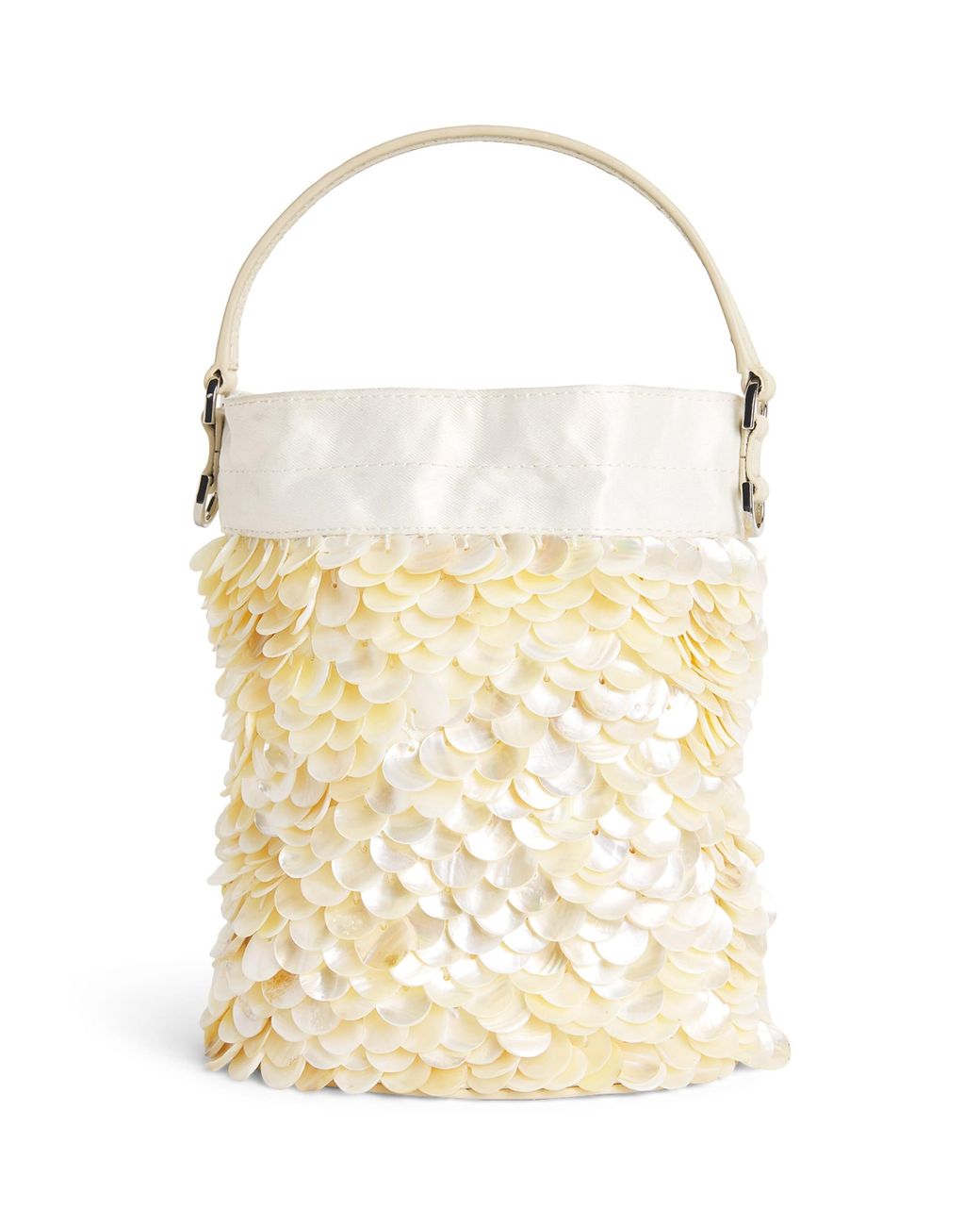 Staud White Mini Embellished Lila Bucket Bag