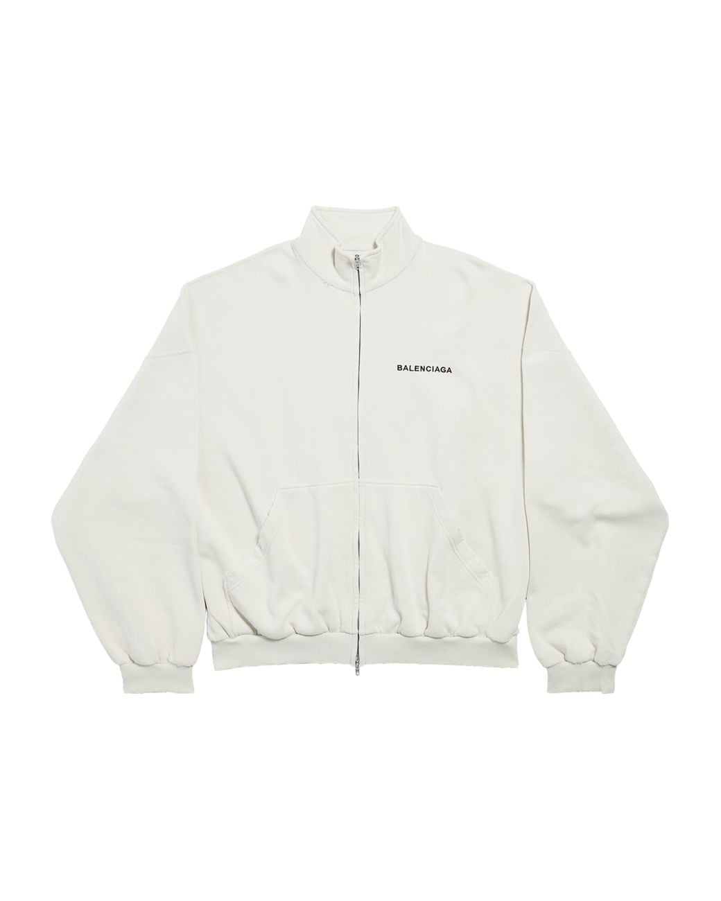 Balenciaga White Cotton Logo Zip-Up Jacket for men