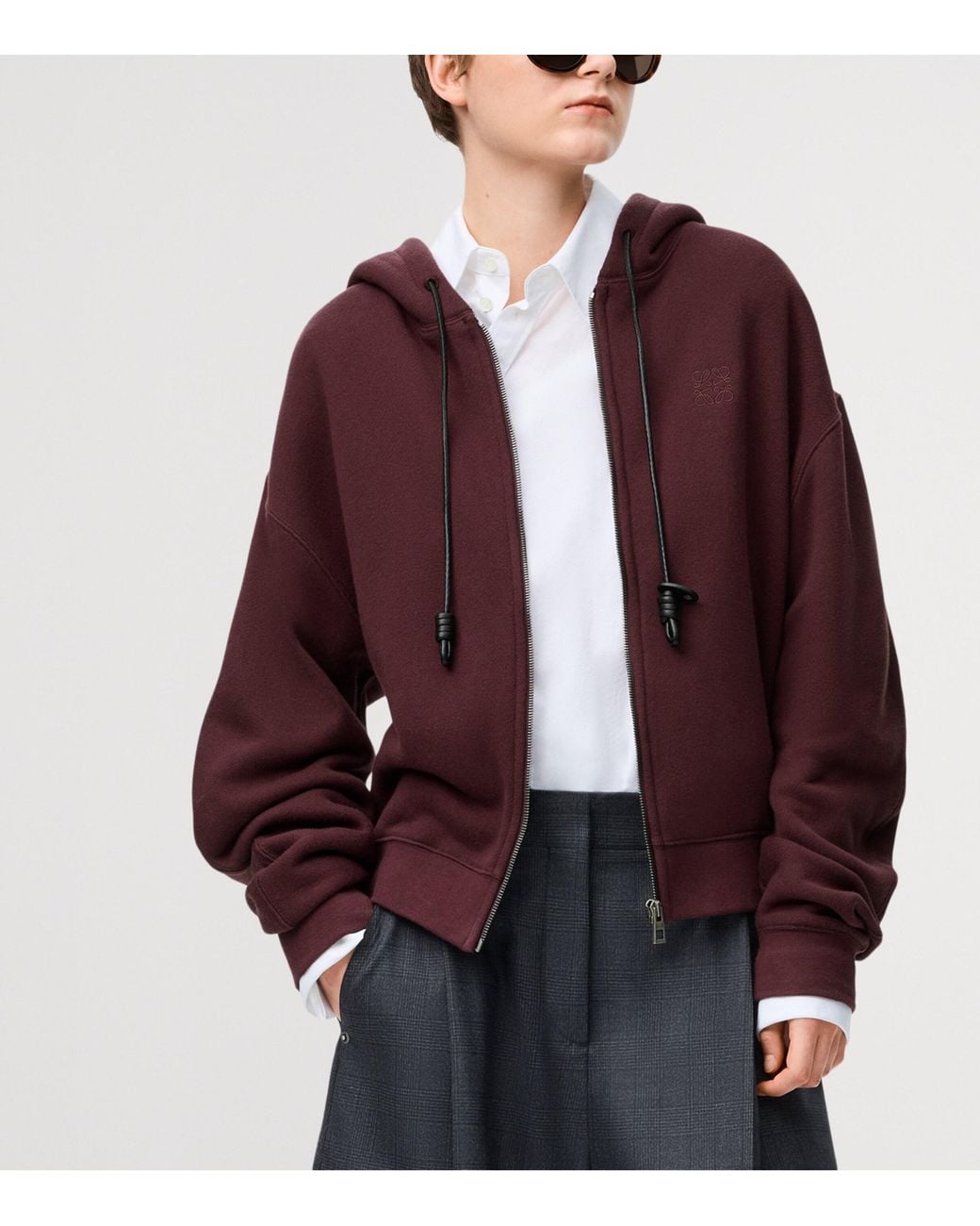 Loewe Red Cotton-Cashmere Flamenco Zip-Up Hoodie