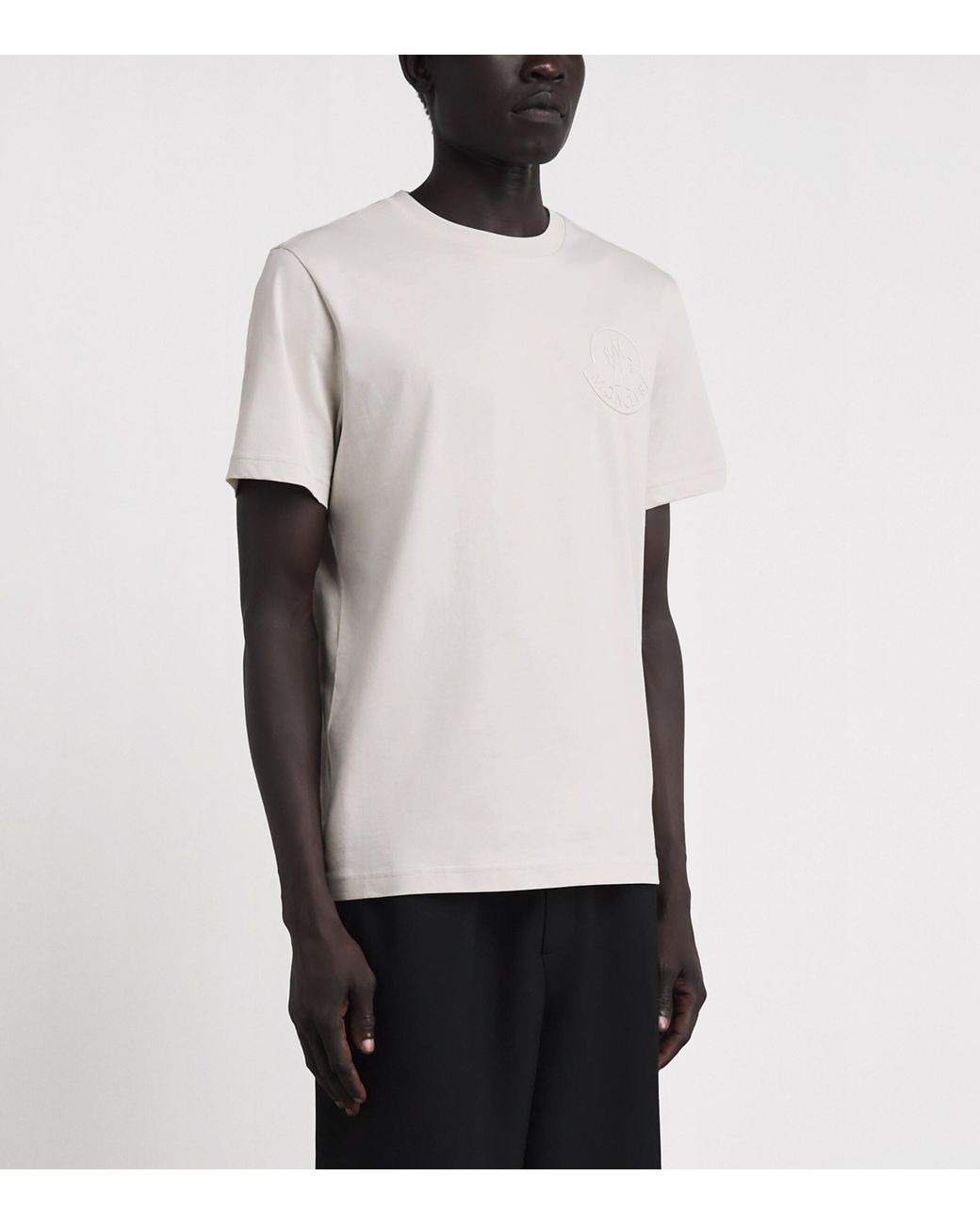 Moncler White Cotton Logo T-Shirt for men