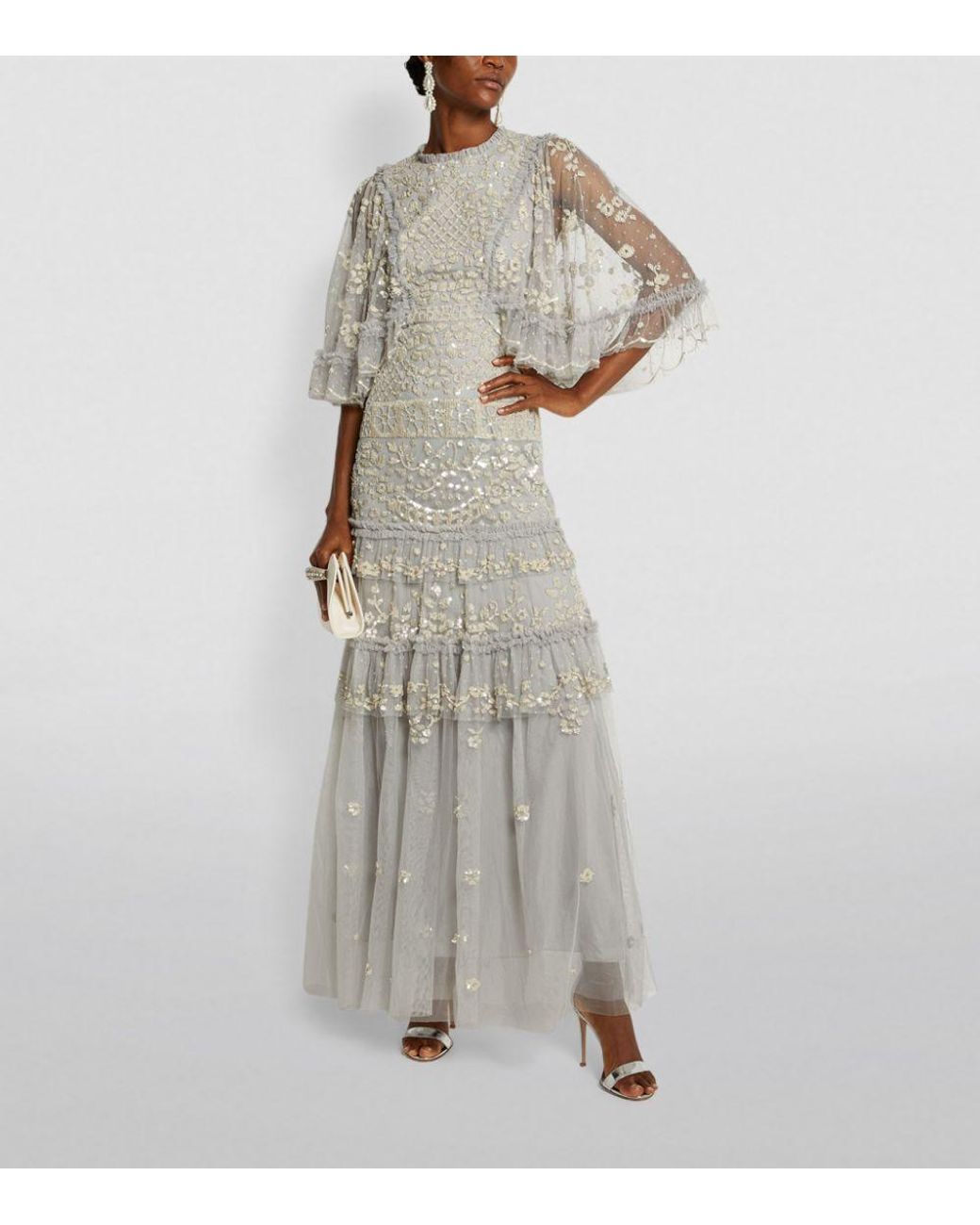 Needle and top thread silver dress
