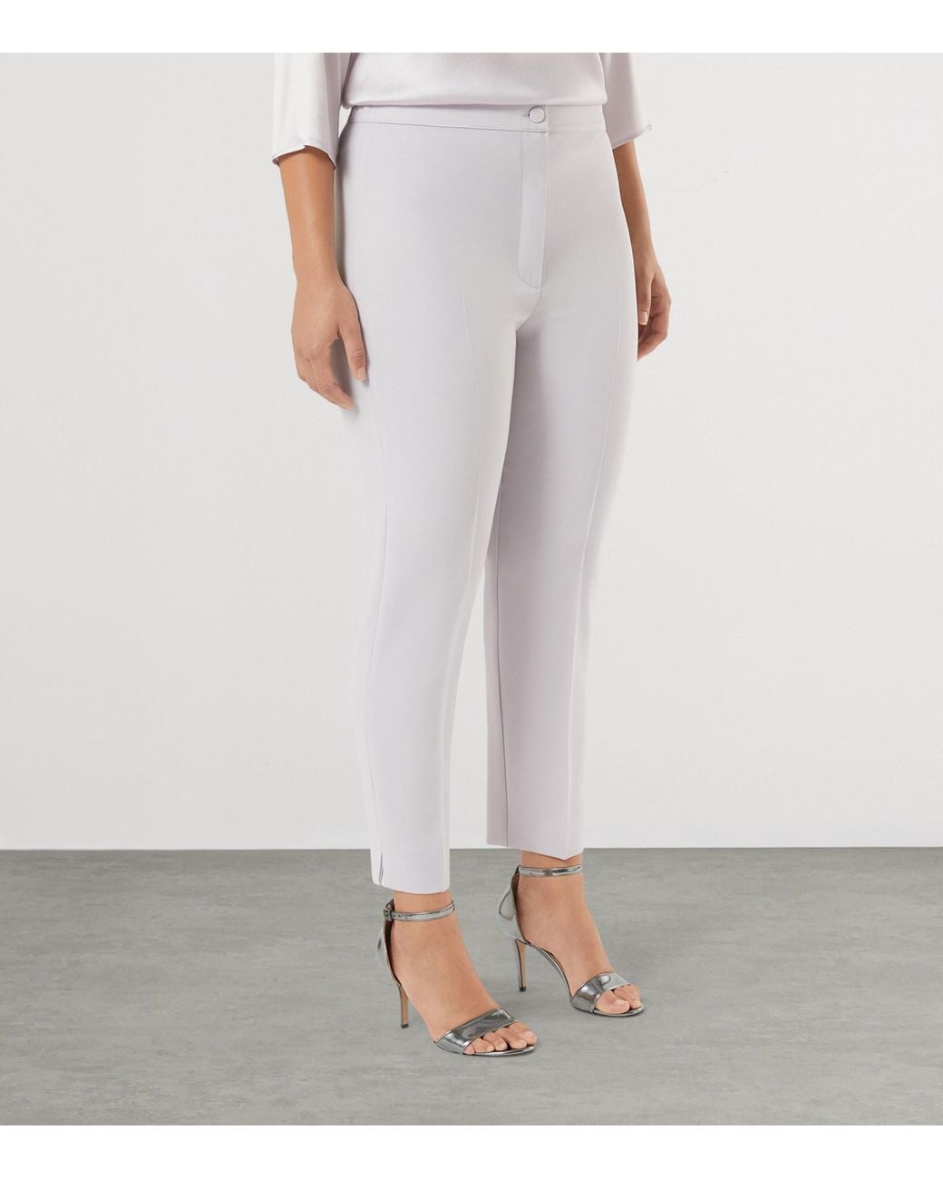 Marina Rinaldi White Cady Straight Trousers
