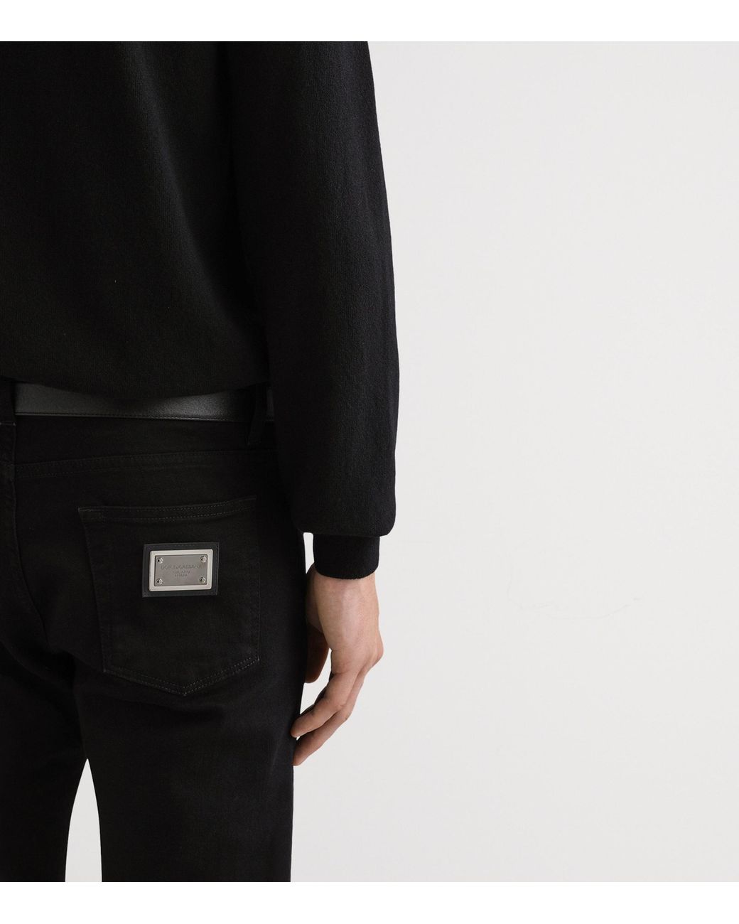 Dolce & Gabbana Black Virgin Wool Embroidered Sweater for men