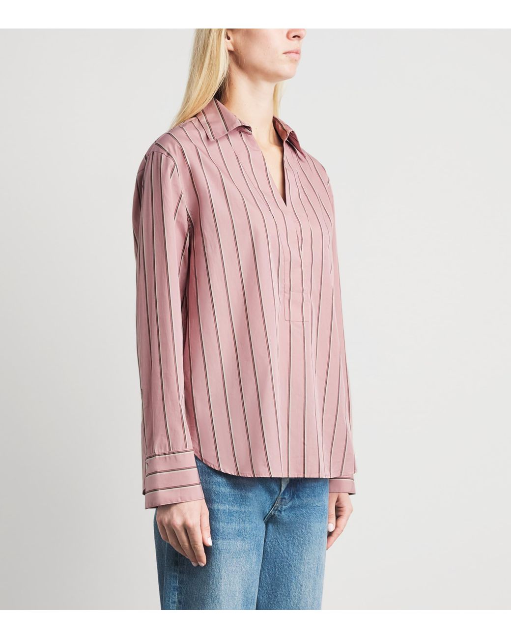 Vince Pink Cotton Stripe Shirt