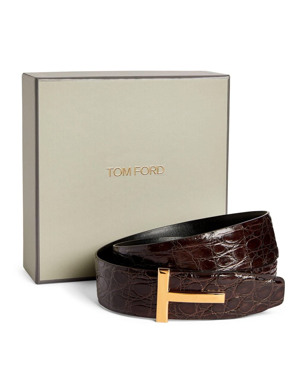 Tom Ford Natural Leather Reversible T Icon Belt for men