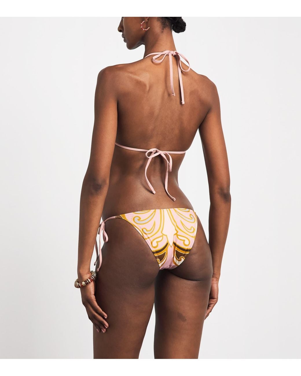 LaDoubleJ Pink Printed Triangle Bikini Top