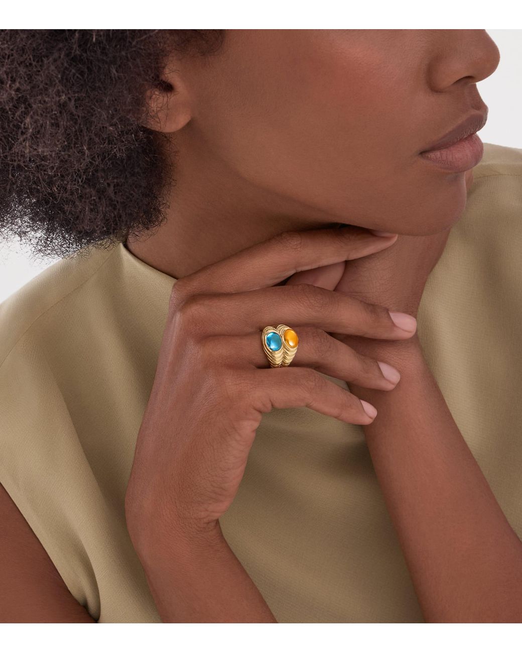 BVLGARI Metallic Topaz And Quartz Doppio Baccellato Ring