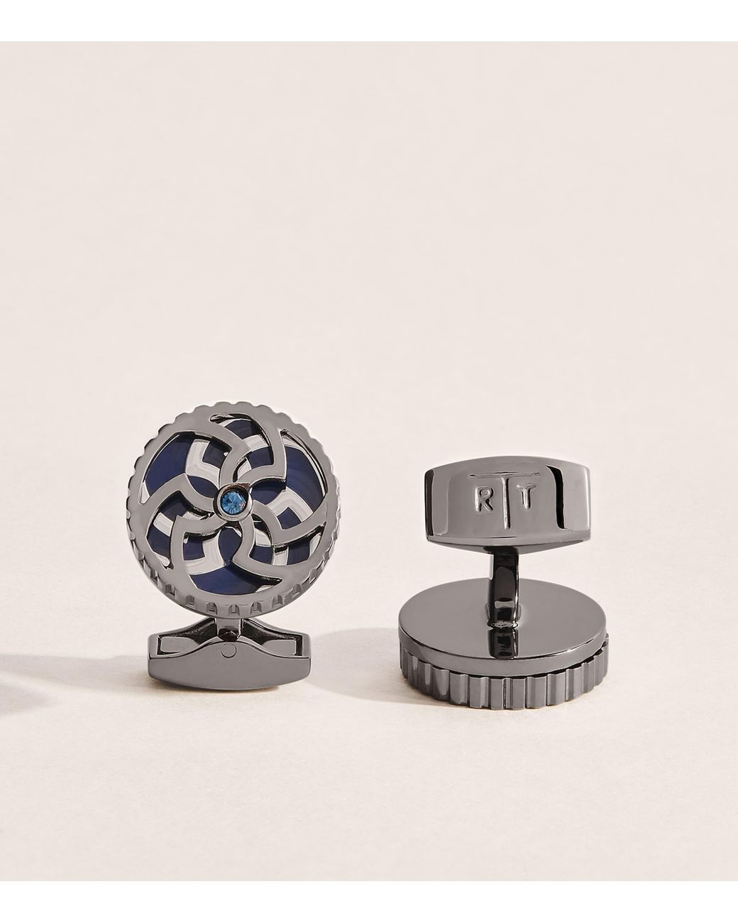 Tateossian Metallic Gunmetal And Palladium Trinity Cufflinks for men