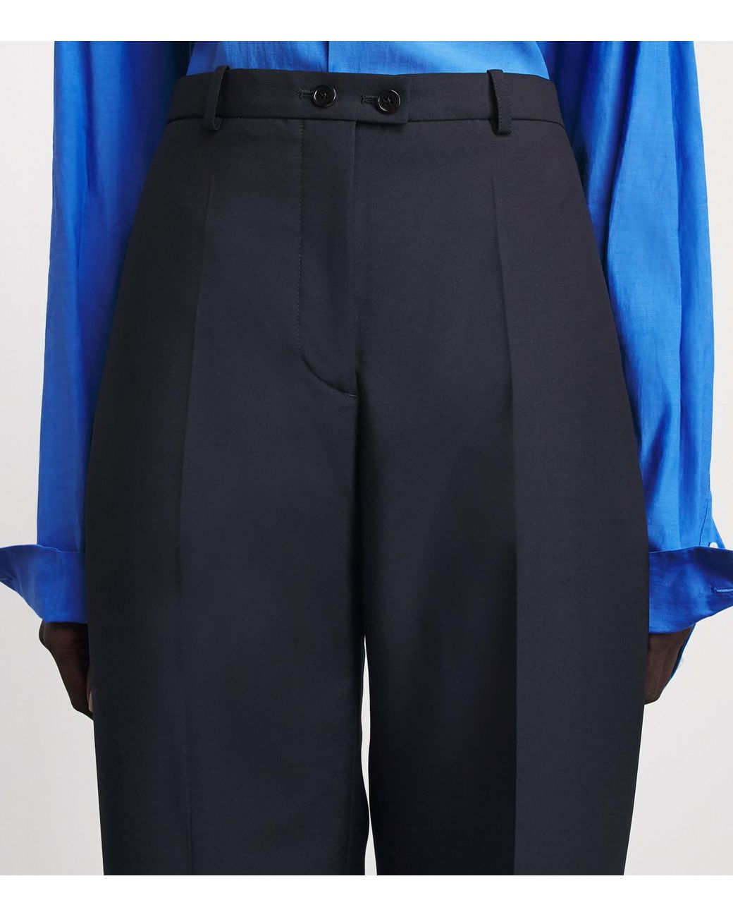 Jil Sander Blue Wool-Mohair Straight Trousers