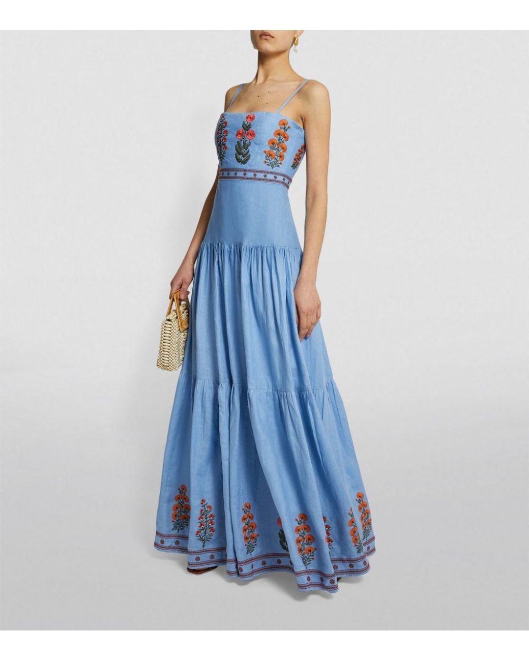 Agua by Agua Bendita Embroidered Floral Lima Dress in Blue | Lyst