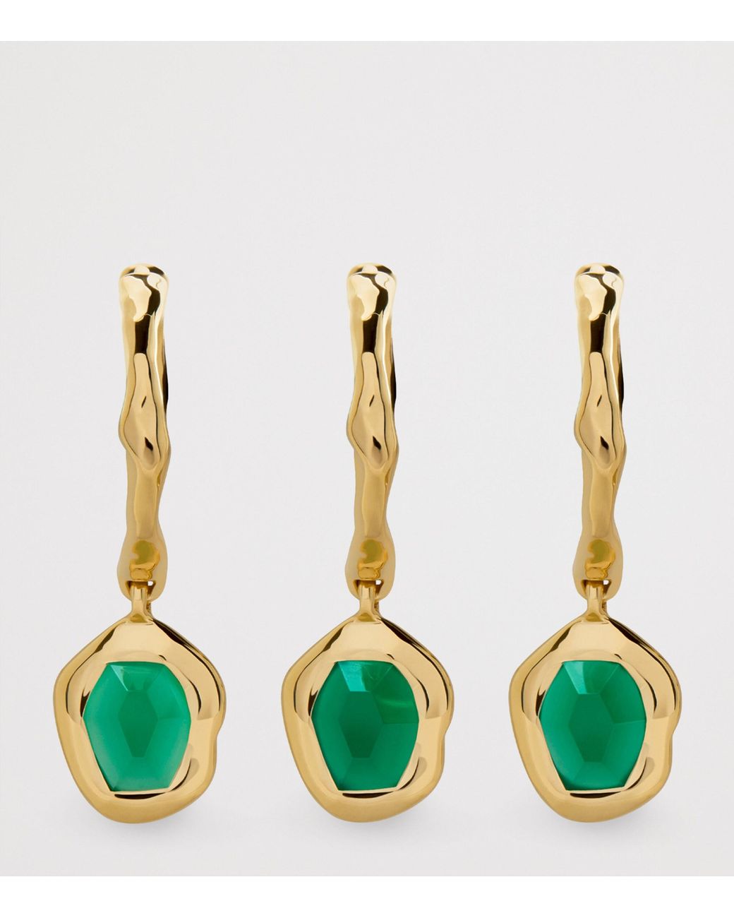 Monica Vinader Green Vermeil And Onyx Odyssey Huggie Earrings