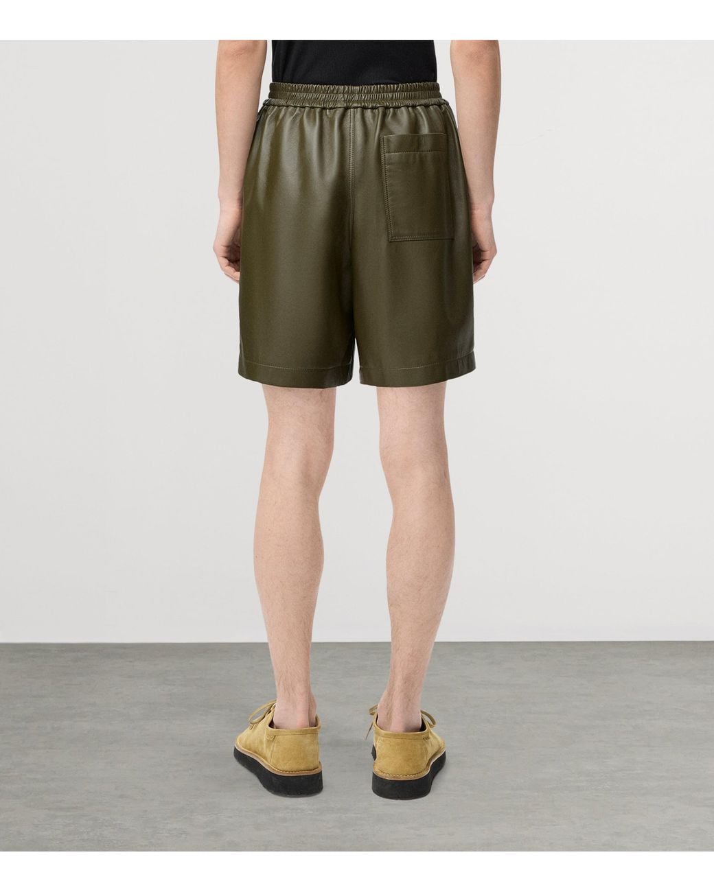 Loewe Green Leather Shorts for men
