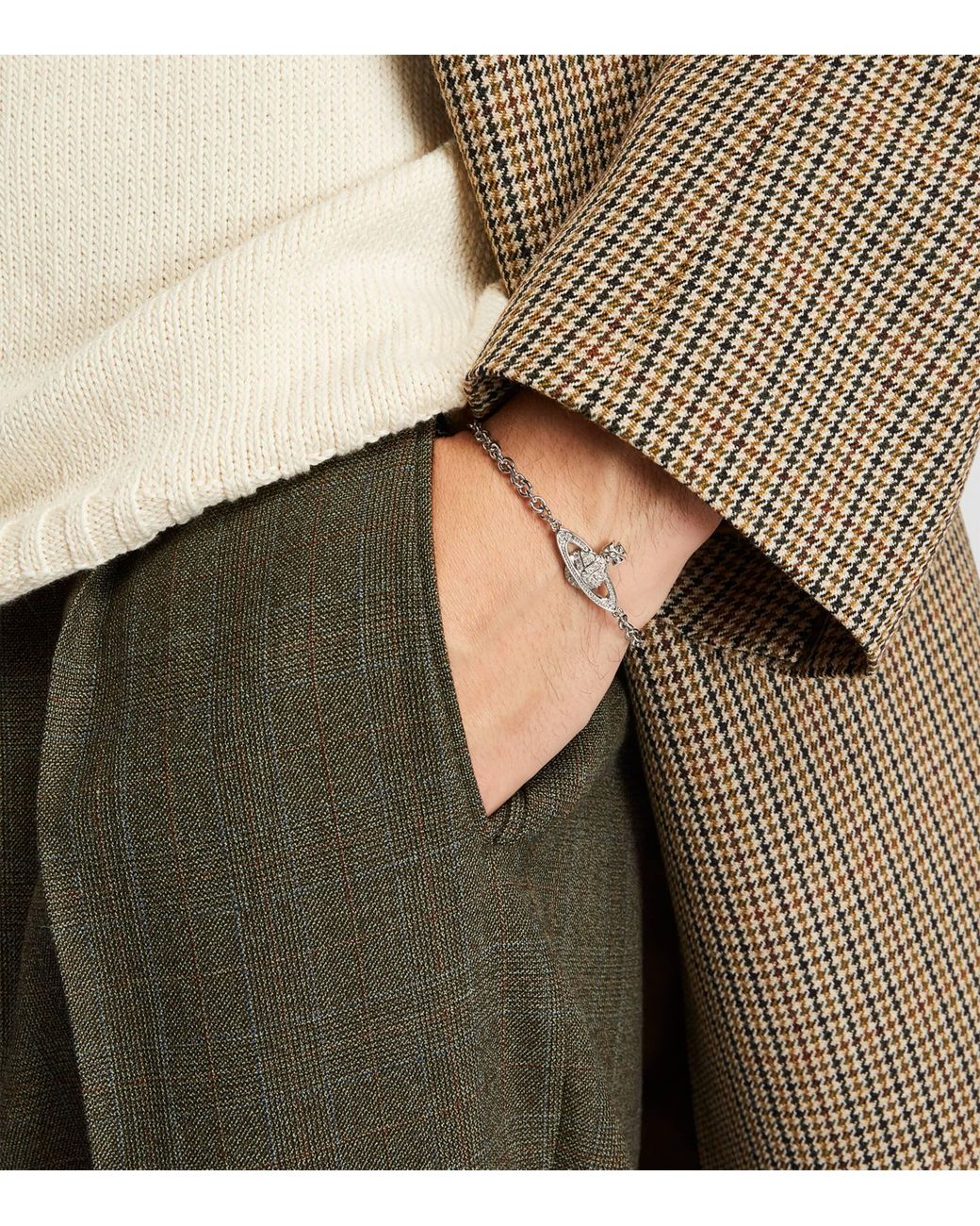 Vivienne Westwood White Orb Chain Bracelet for men