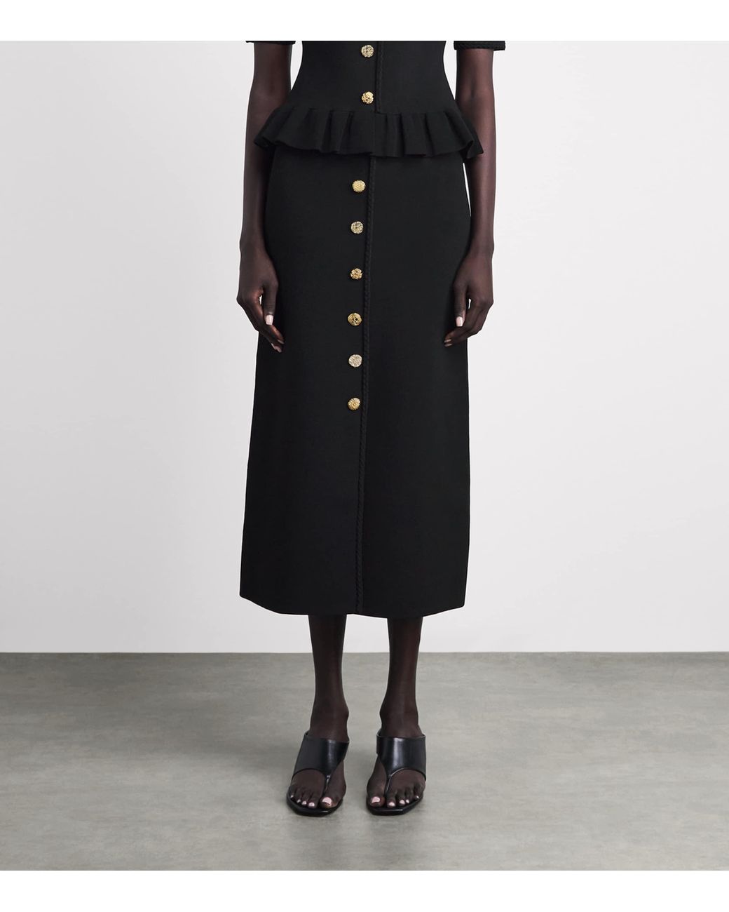 Claudie Pierlot Black Braid-Detail Midi Skirt