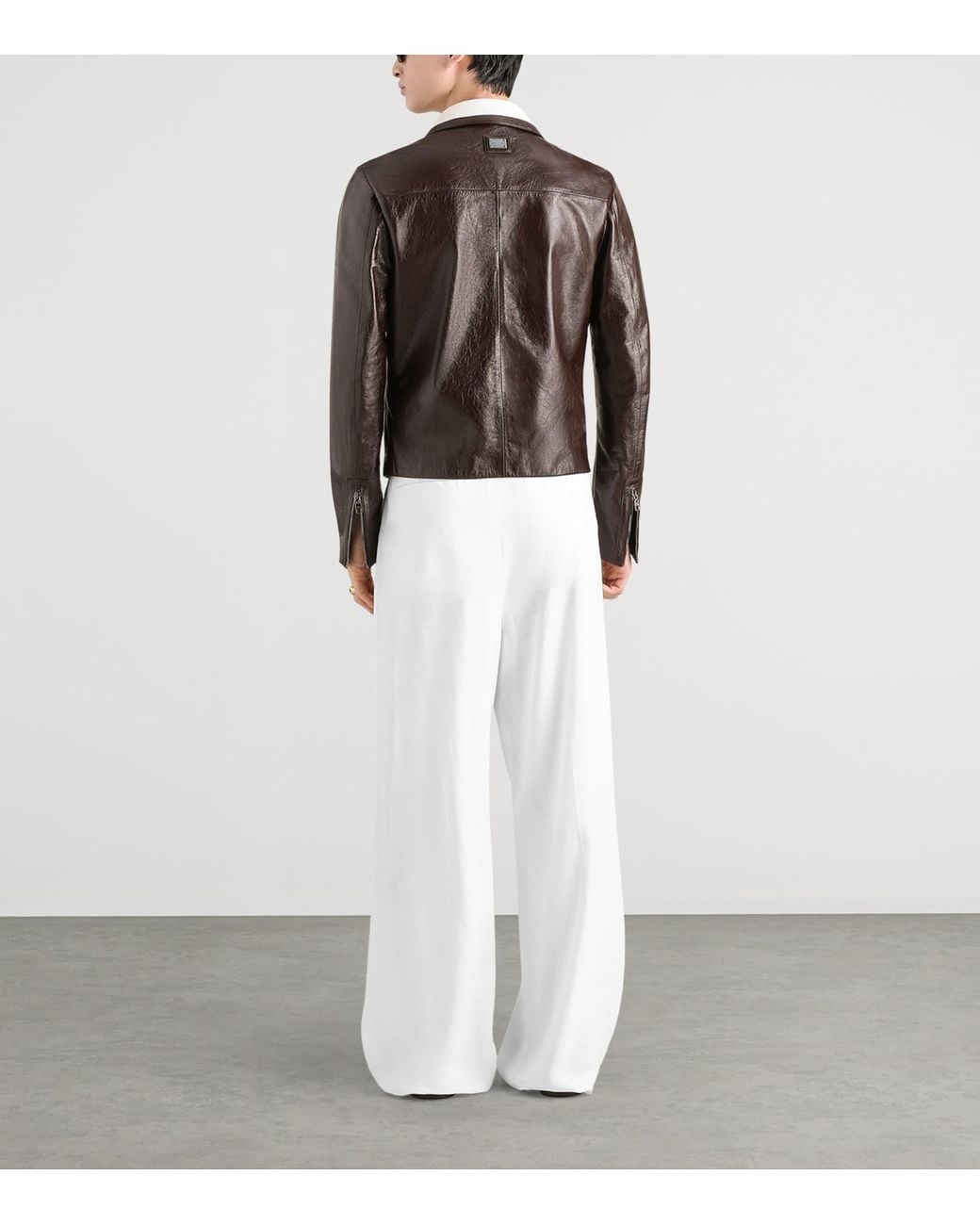 Dolce & Gabbana Brown Leather Jacket for men
