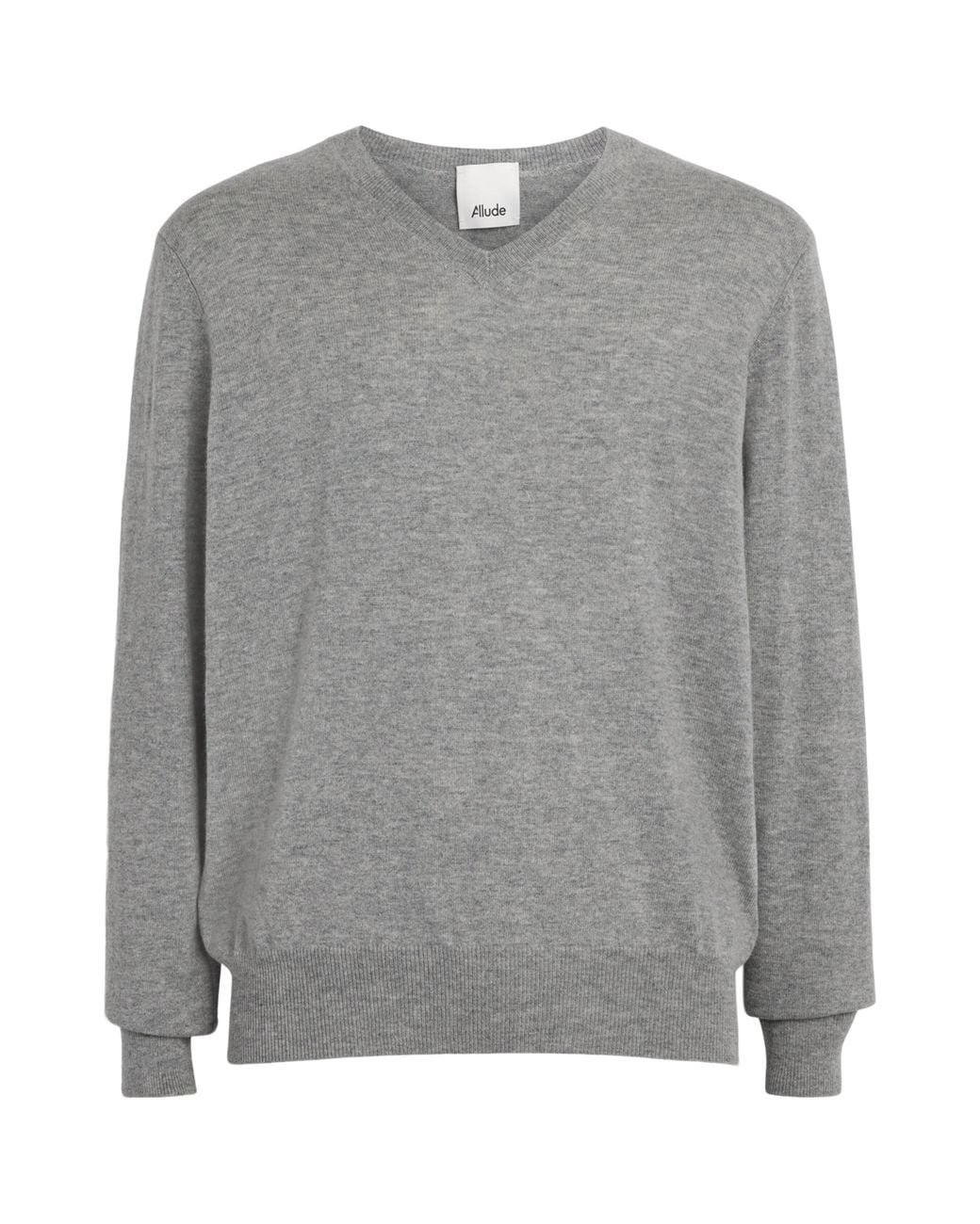 Allude Gray Cashmere V-Neck Sweater for men