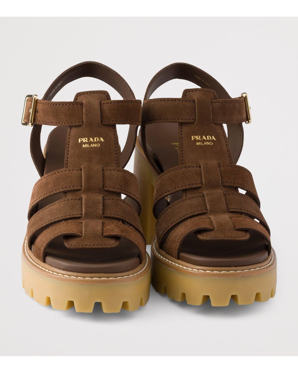 Prada Brown Suede Platform Sandals 90