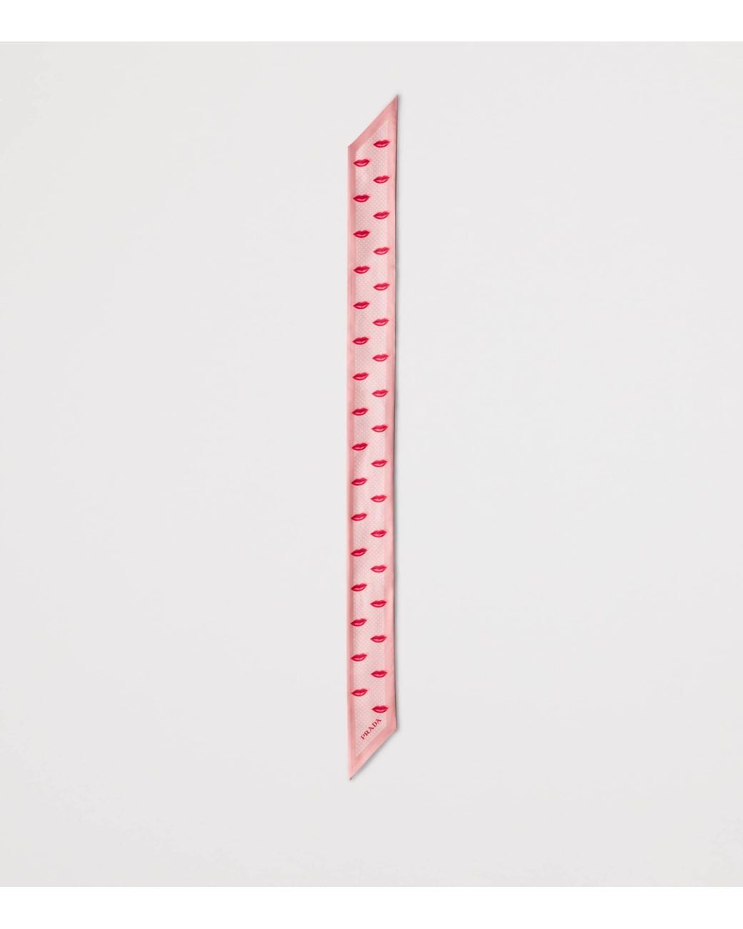 Prada Pink Silk Printed Skinny Scarf