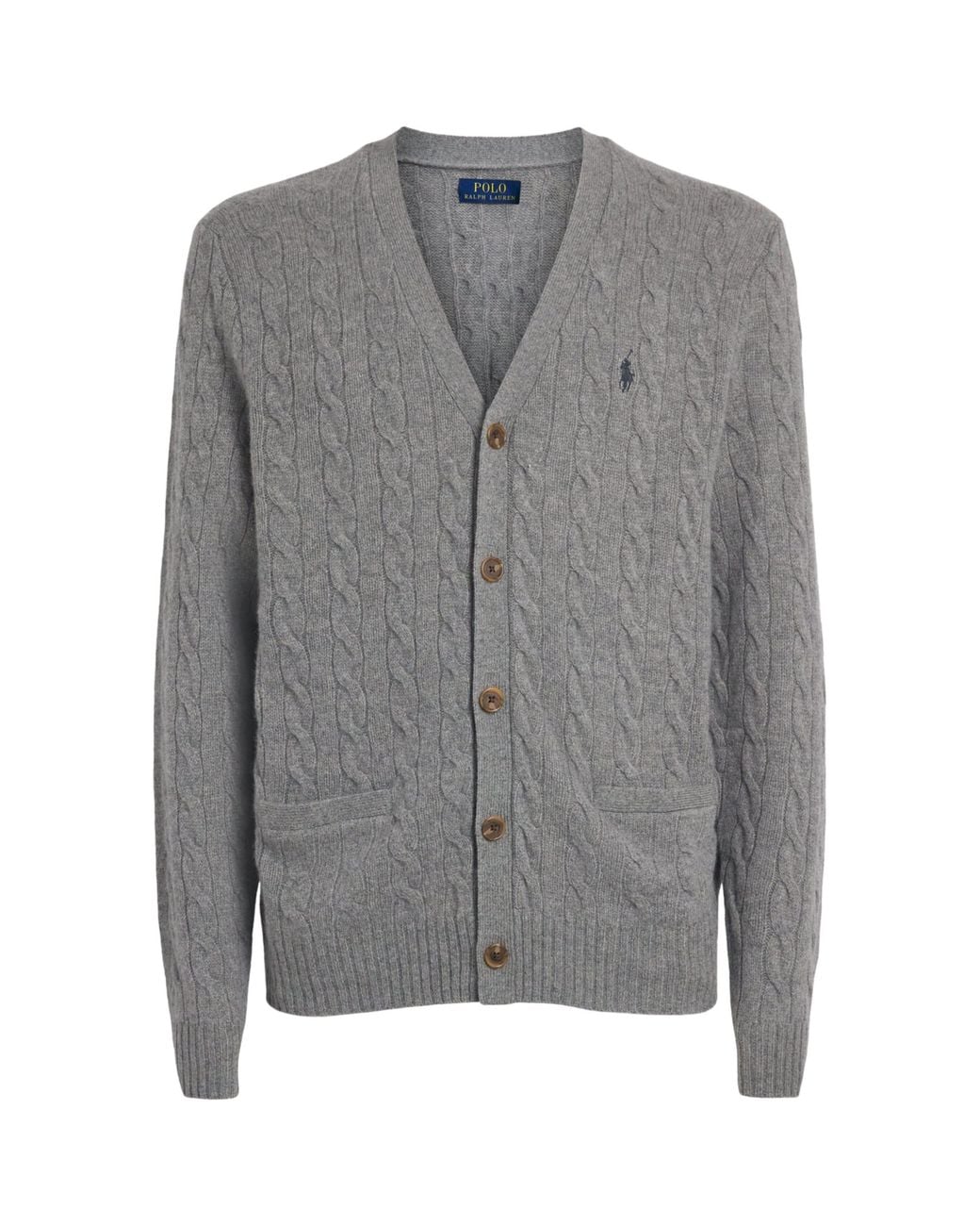 Polo Ralph Lauren Gray Wool-Cashmere Cable-Knit Cardigan for men