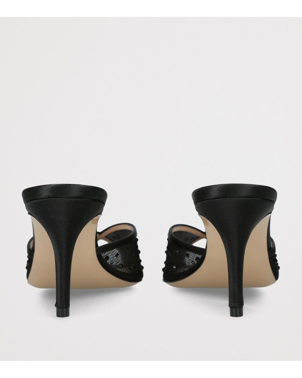 Andrea Wazen Black Mesh Katy Glitz Mules 75