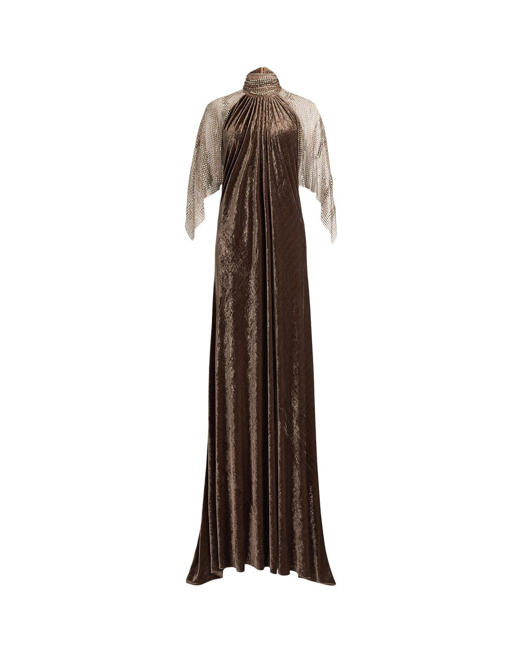 Ralph Lauren Brown Willow Velour Evening Dress