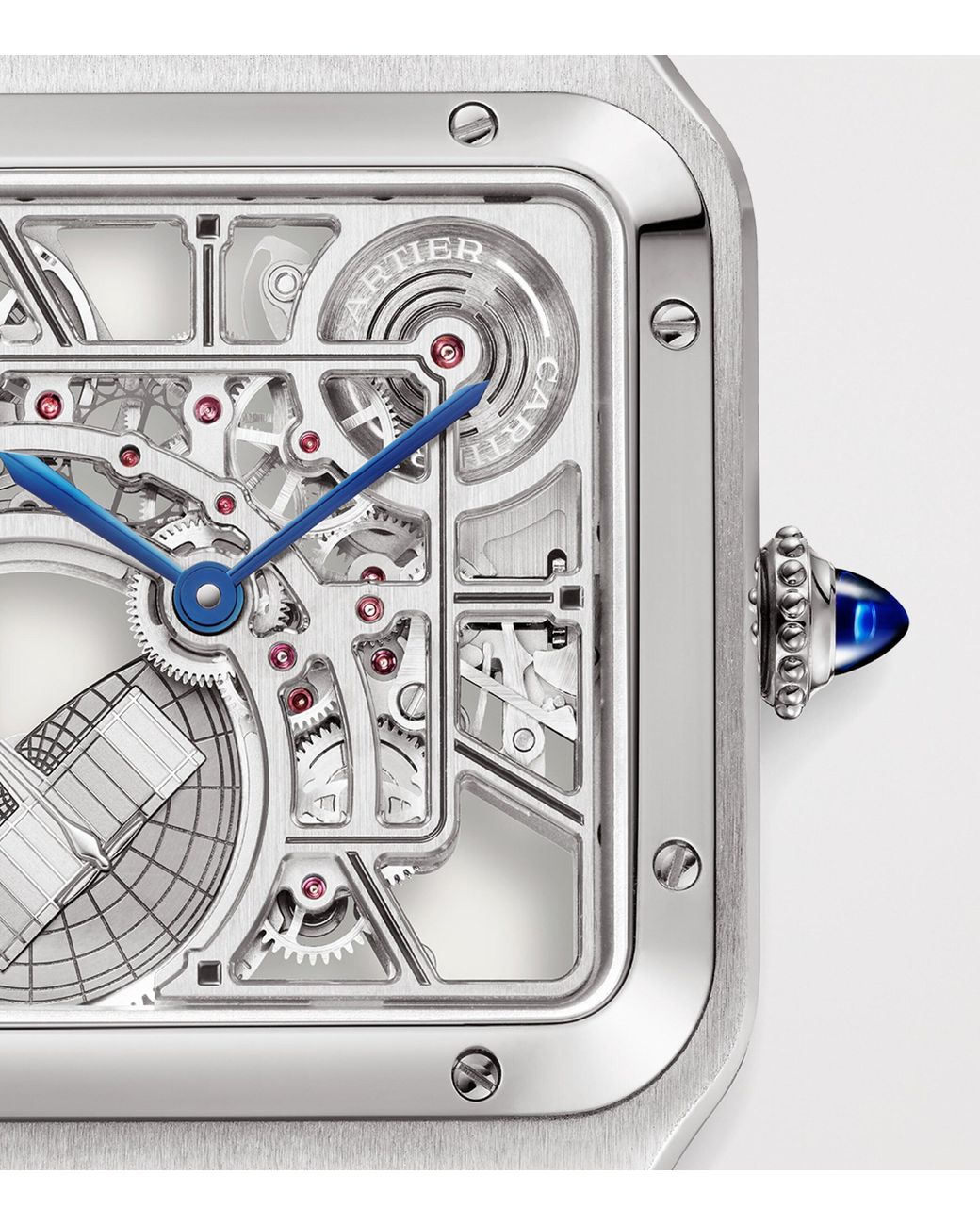 Cartier Gray Stainless Steel Santos-Dumont Skeleton Watch