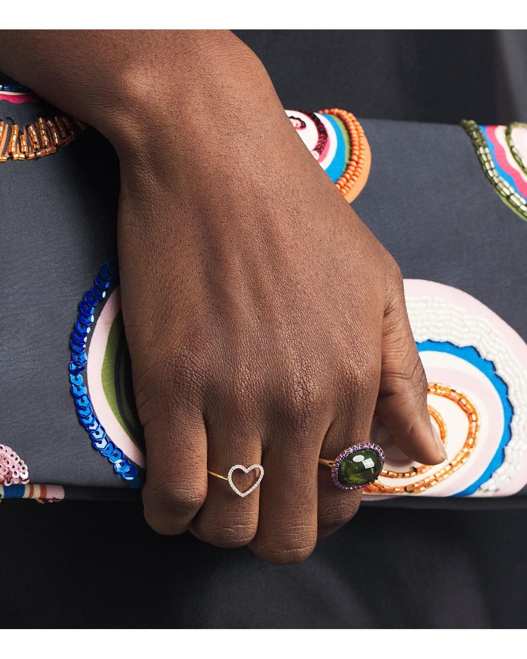 Rosa De La Cruz Natural And Diamond Love Heart Ring