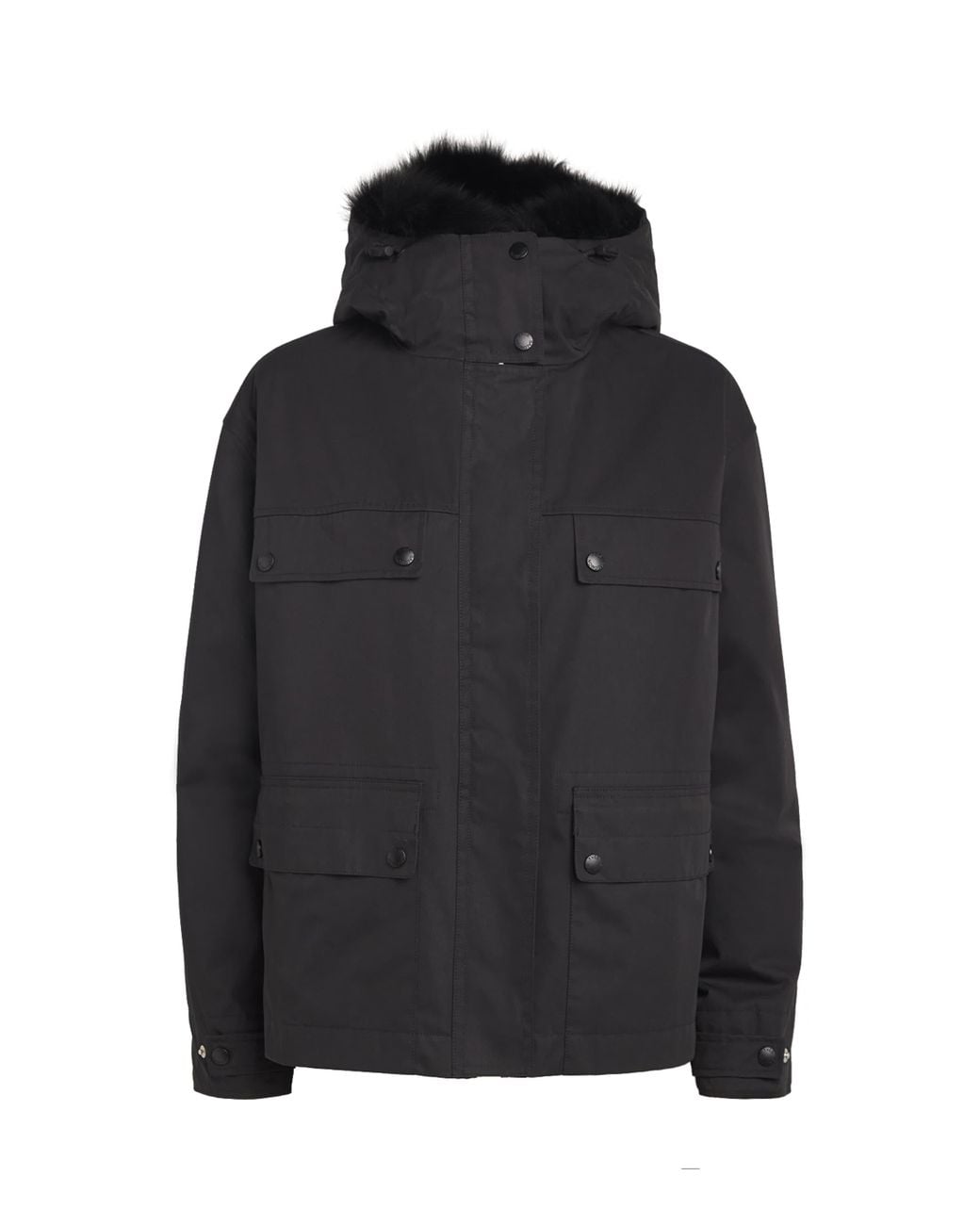 Yves Salomon Black Rabbit Fur-Lined Parka Coat