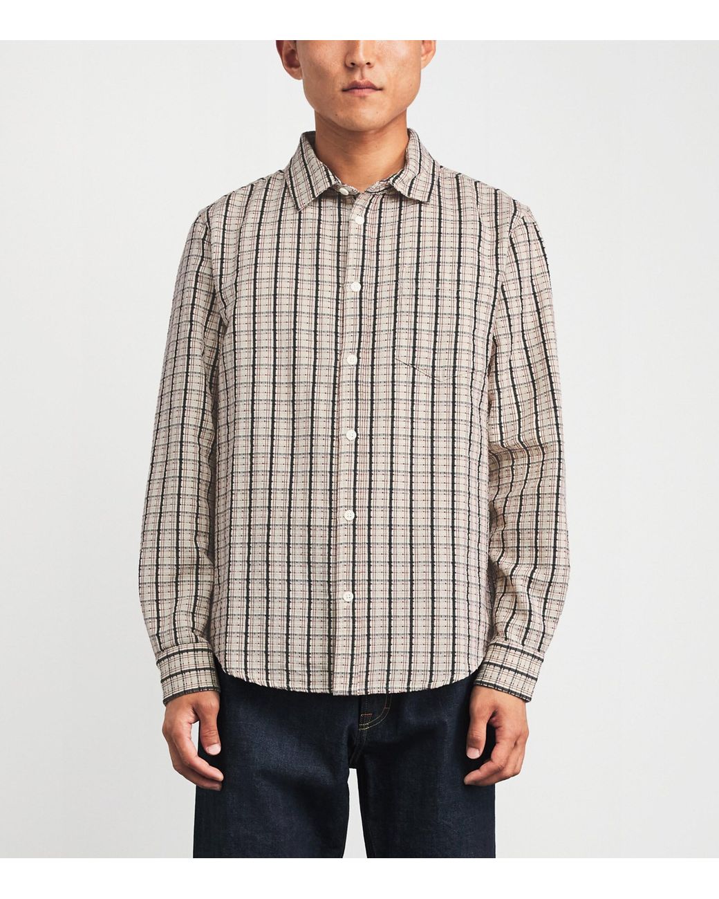Wax London White Cotton Check Shelly Shirt for men