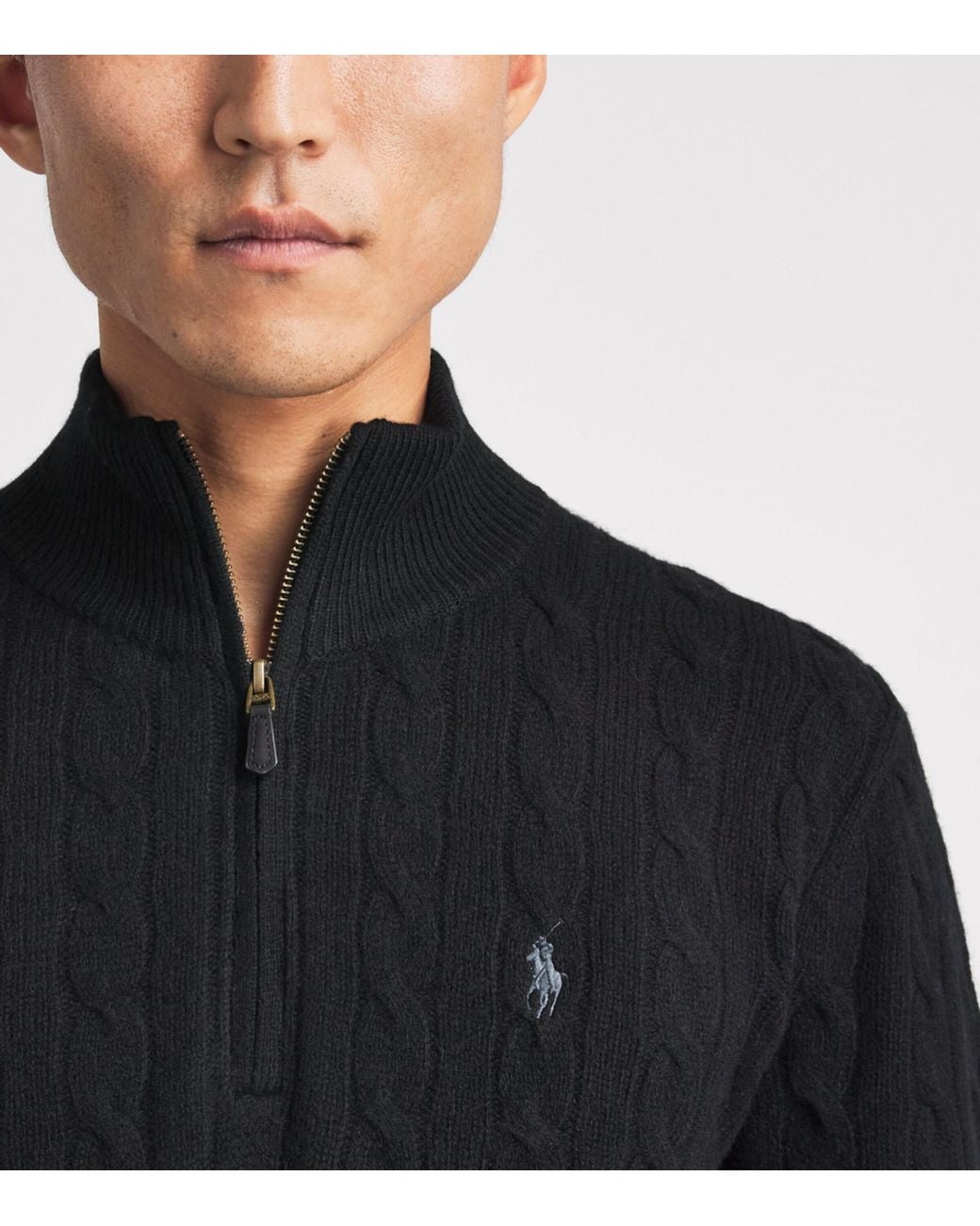 Polo Ralph Lauren Black Wool-Cashmere Quarter-Zip Sweater for men