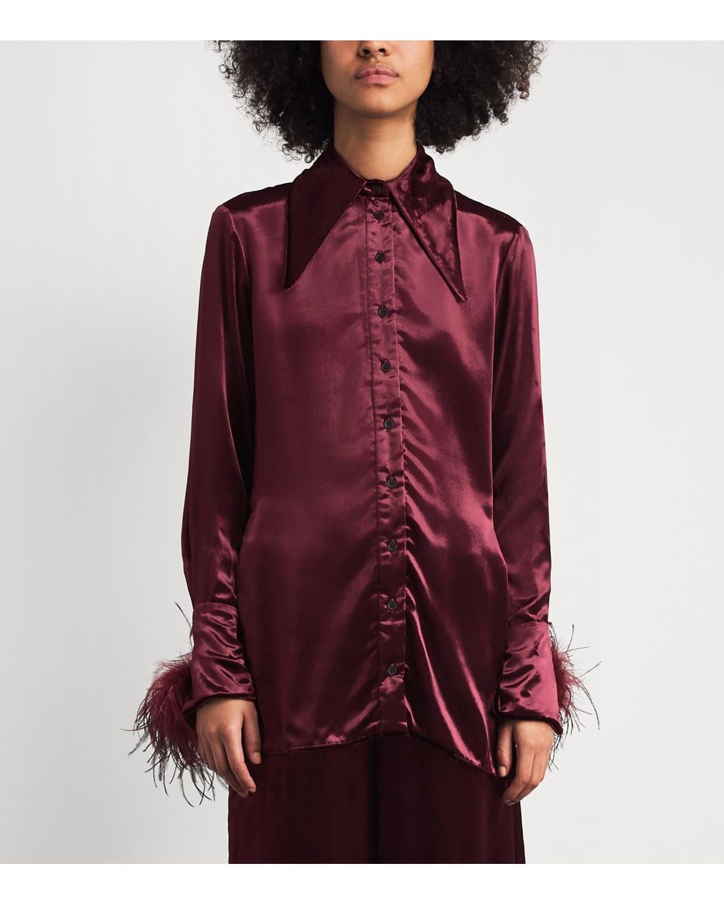 16Arlington Purple Ostrich-Trim Satin Tio Shirt