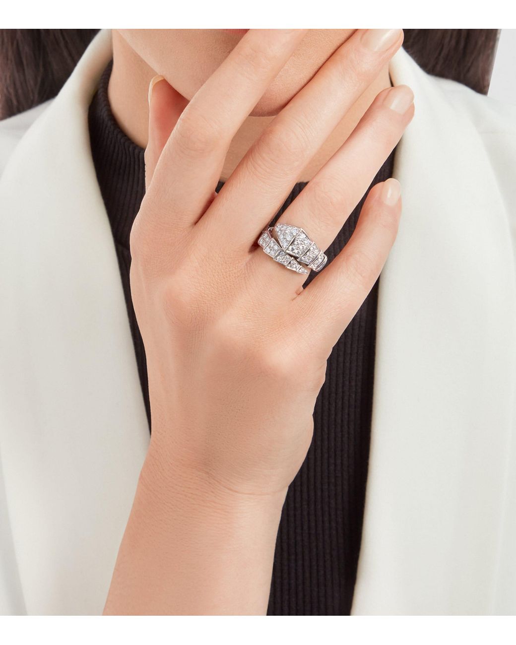 BVLGARI Metallic And Diamond Serpenti Viper Ring