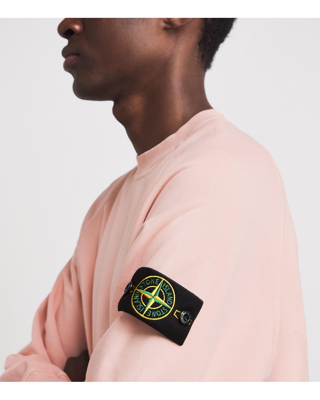 Stone Island Pink Cotton Compass Logo Sweatshirt for men