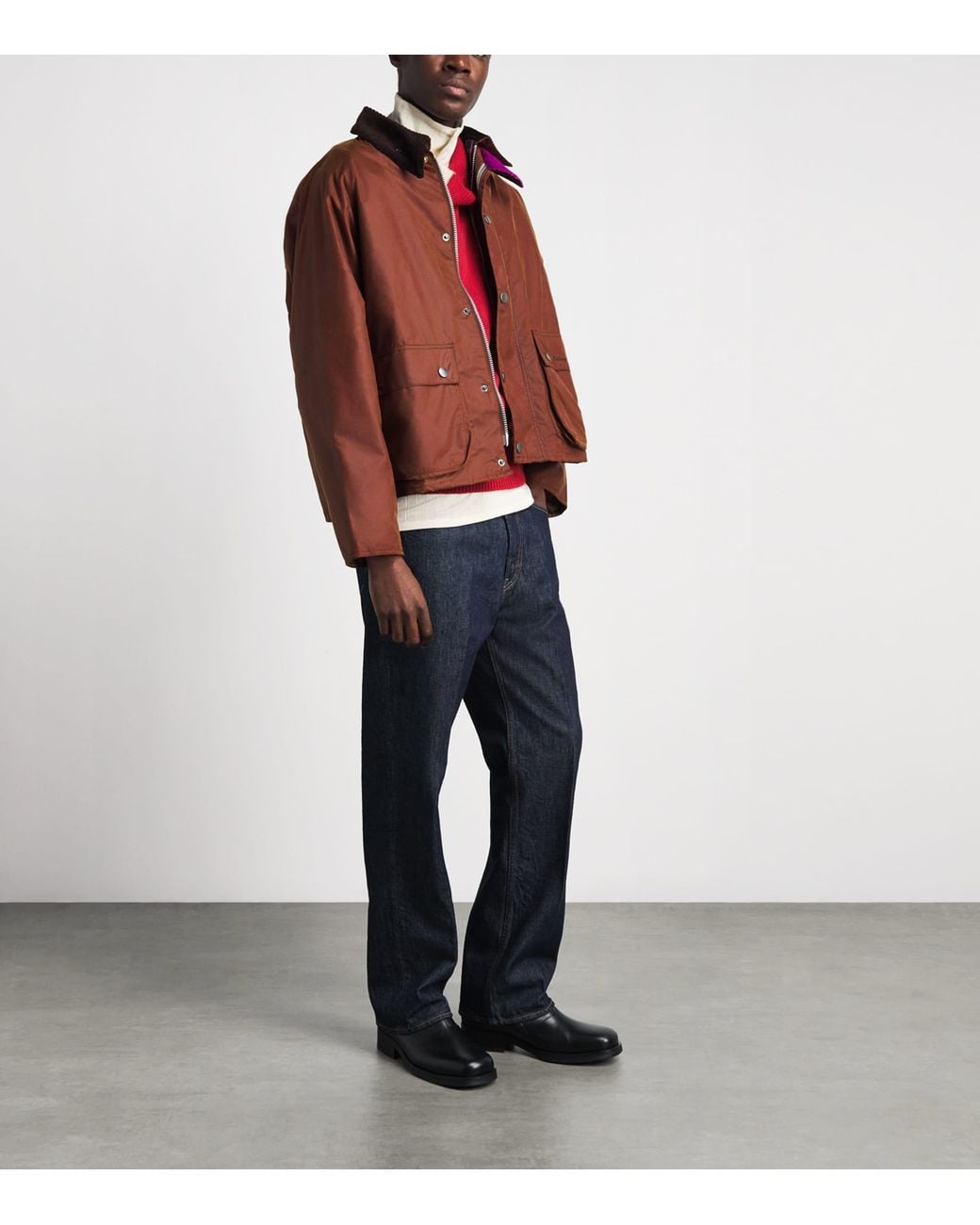 Barbour Brown X Paul Smith Waxed Transport Windowpane Jacket for men