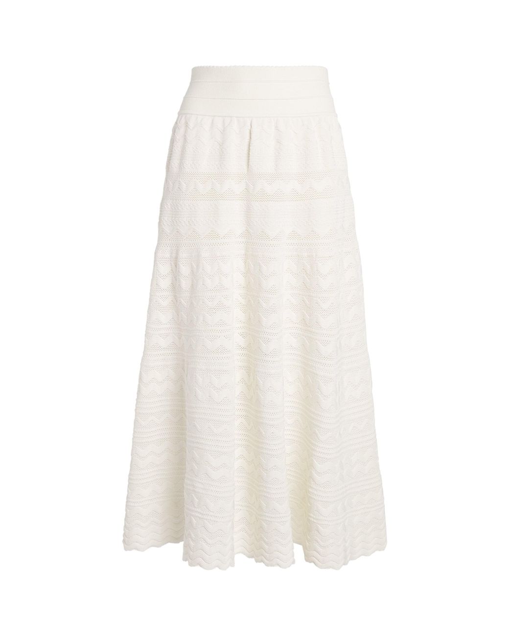 Molli White Cotton Crochet Midi Skirt