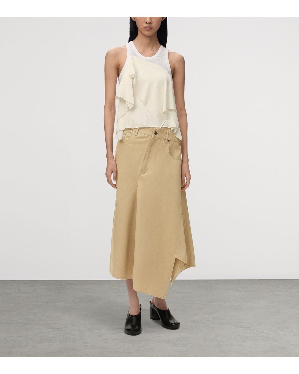 Loewe Natural Cotton Asymmetric Midi Skirt