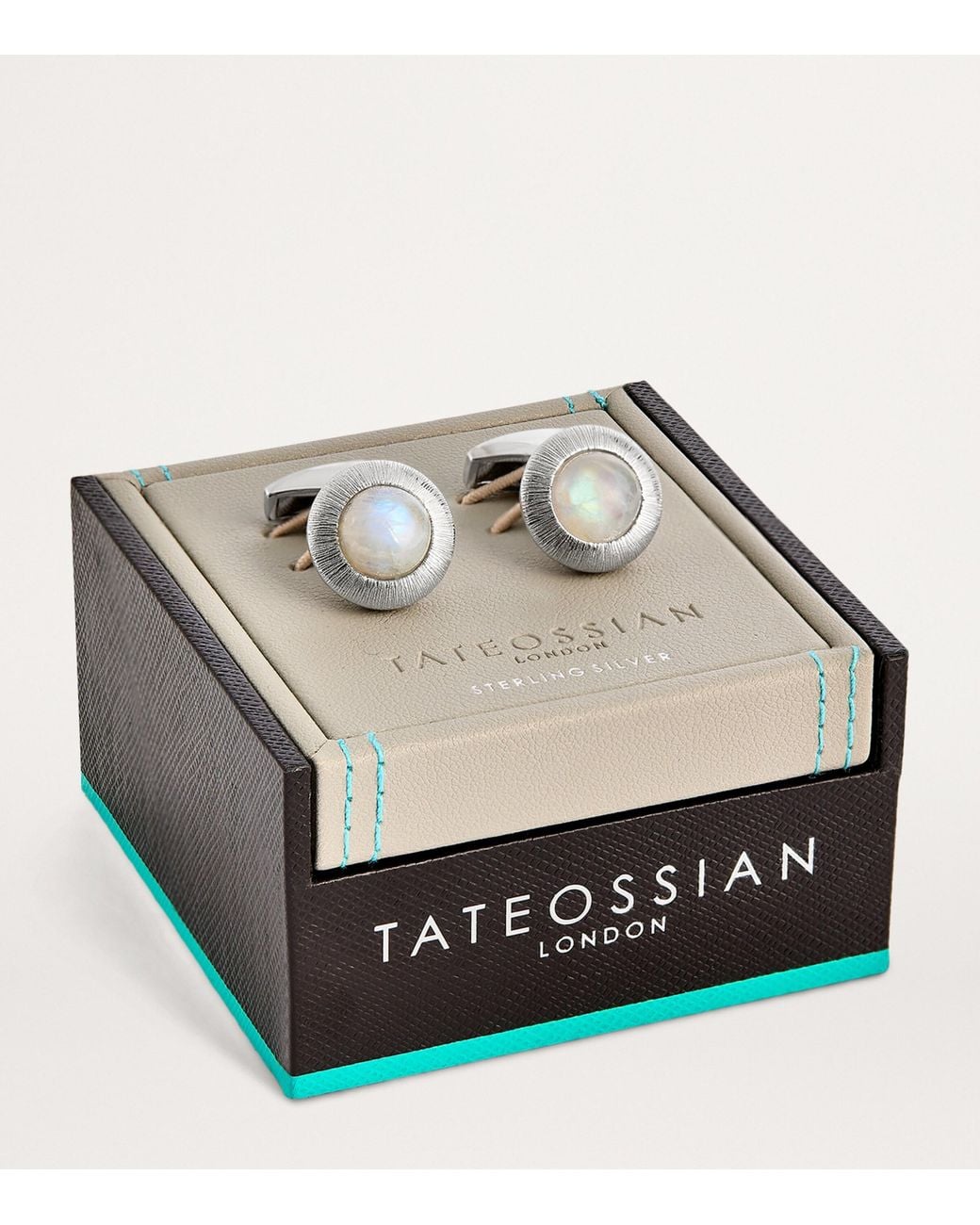 Tateossian Metallic Rhodium-Plated And Moonstone Graffiato Cufflink for men