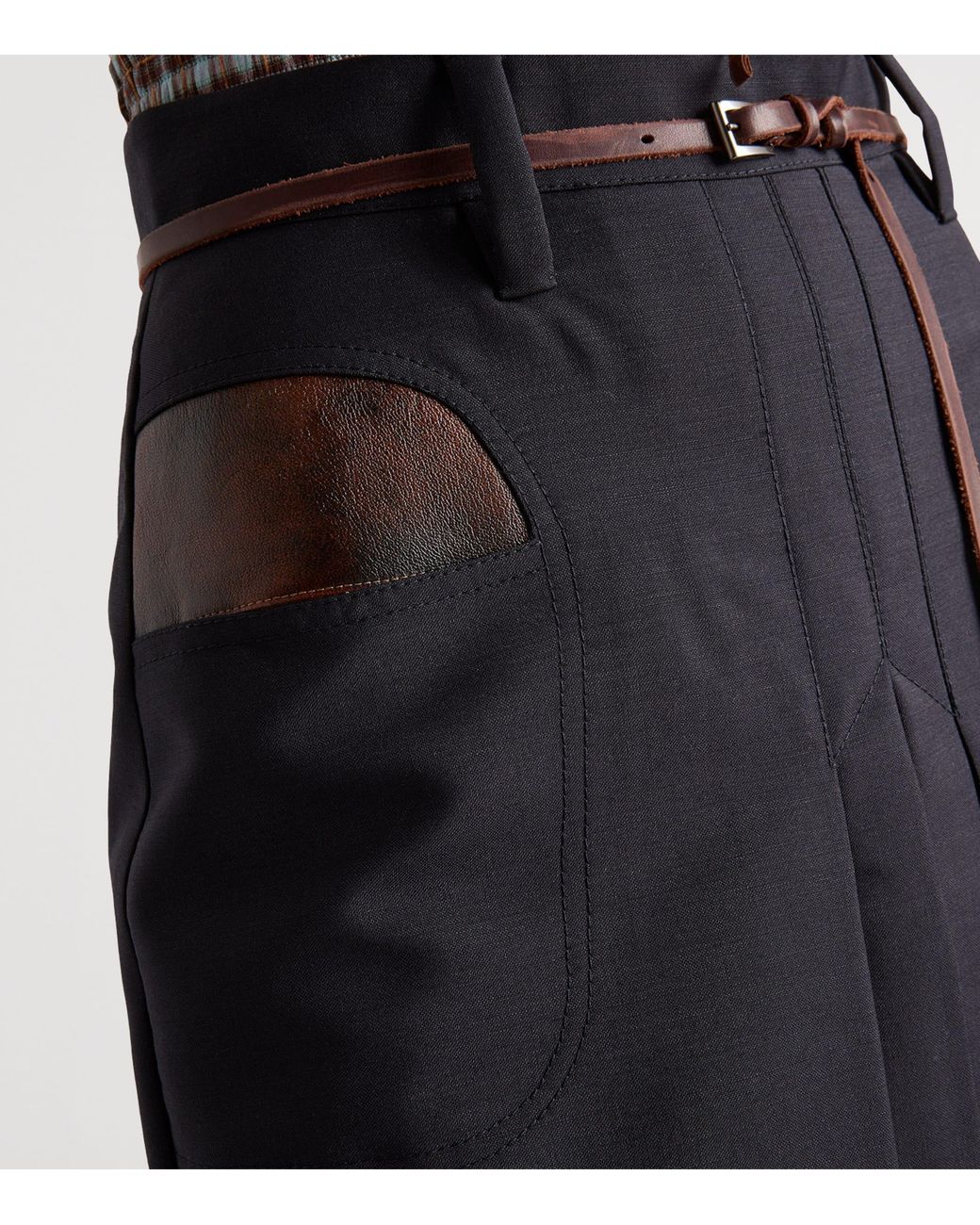 Prada Black Mohair-Wool Midi Skirt