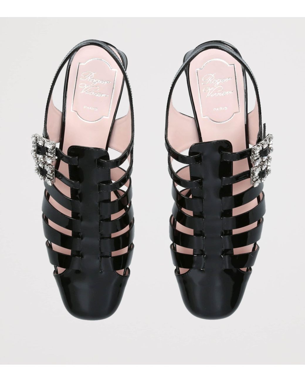 Roger Vivier Black Patent Leather Mini Très Vivier Sandals 25