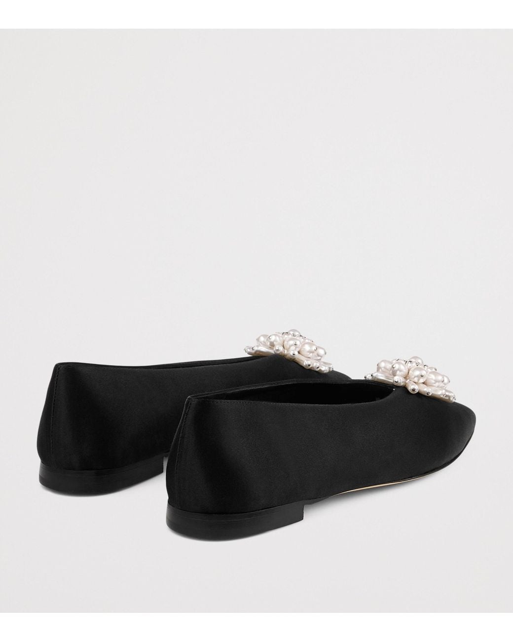 Jimmy Choo Black Ines Satin Pearl-Embellished Flats