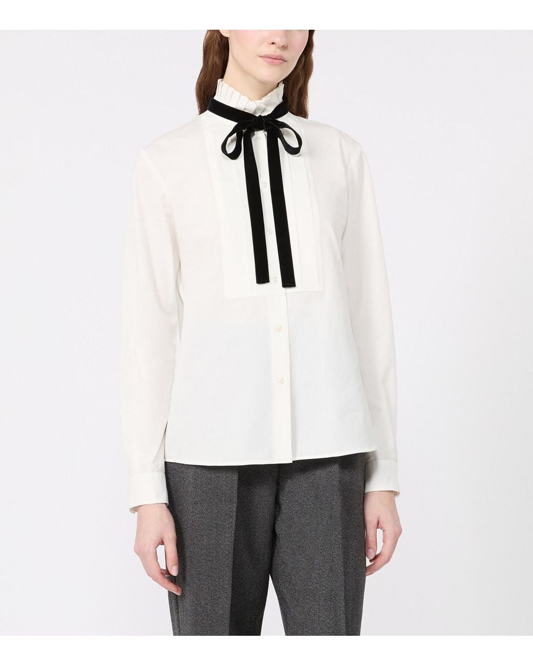Weekend by Maxmara White Cotton Tie-Detail Blouse