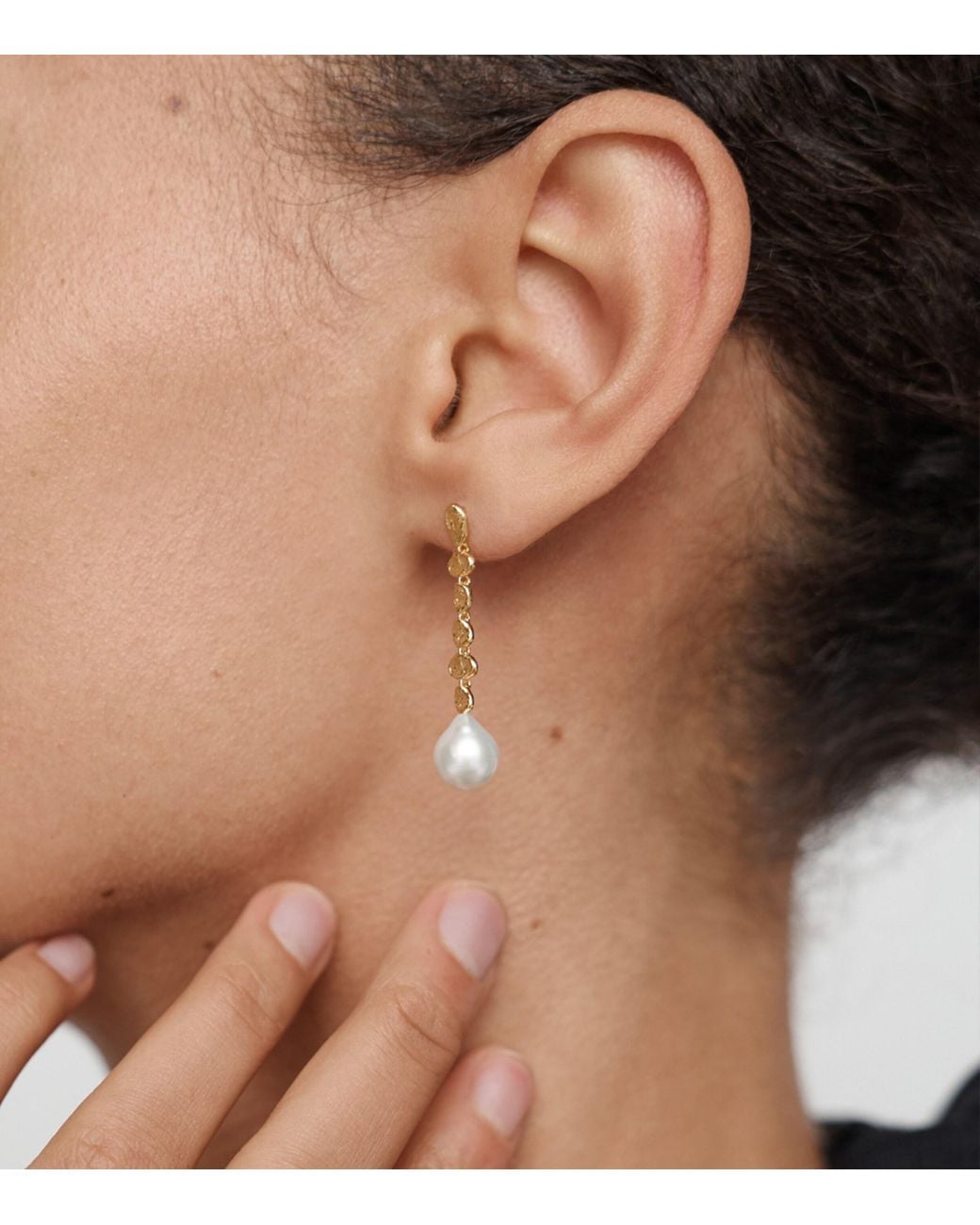 Monica Vinader Metallic Vermeil And Pearl Capri Drop Earrings