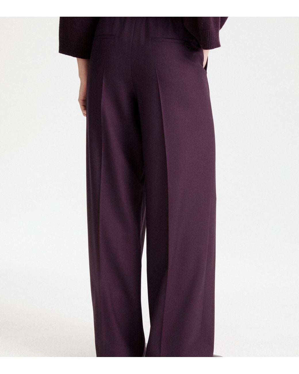 Marella Purple Virgin Wool Drawstring Relaxed Trousers