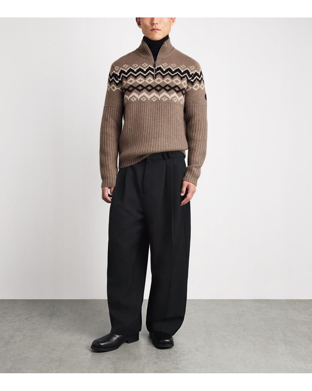 Bogner Brown Cashmere Quarter-Zip Ludi Sweater for men