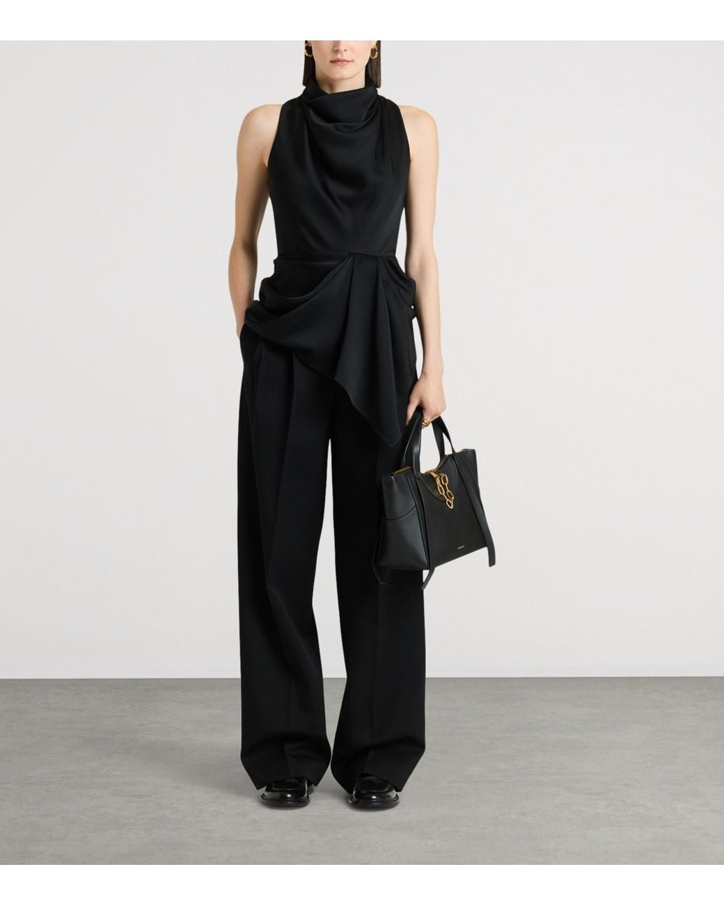 Givenchy Black Draped Cowl-Neck Blouse