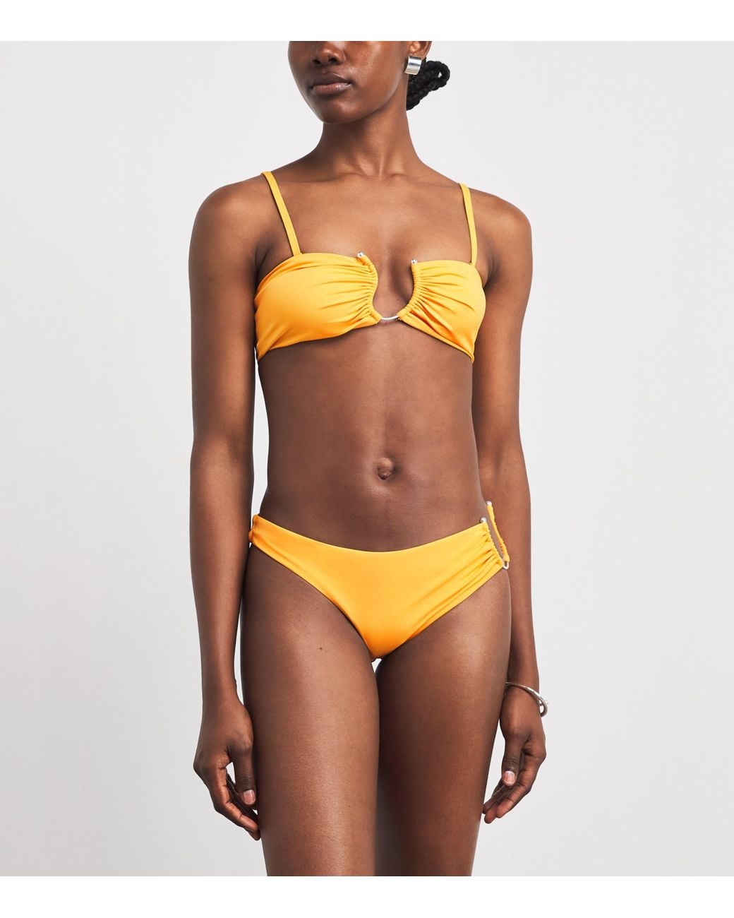 Christopher Esber Yellow Ruched Crescent Bikini Bottoms