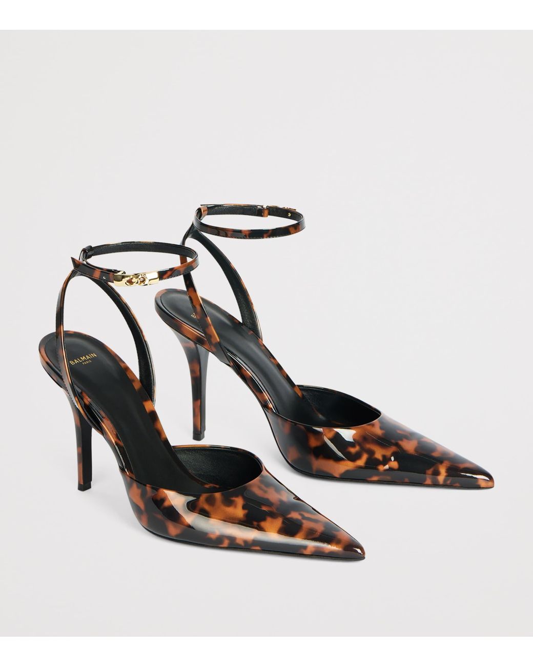 Balmain White Leather Print Pumps
